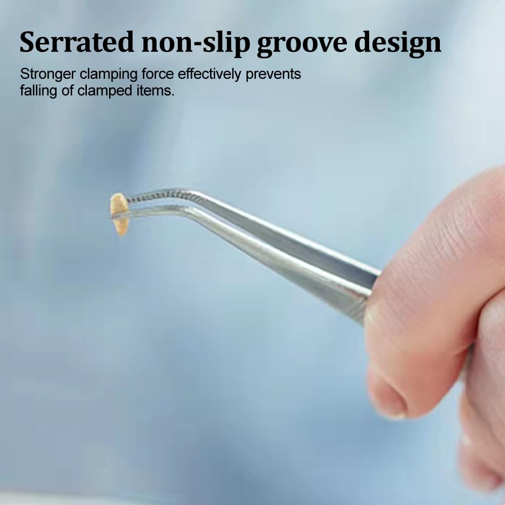 1 Pcs 6.3-Inch Stainless Steel Straight Blunt Tweezers With Serrated Tip - View #5