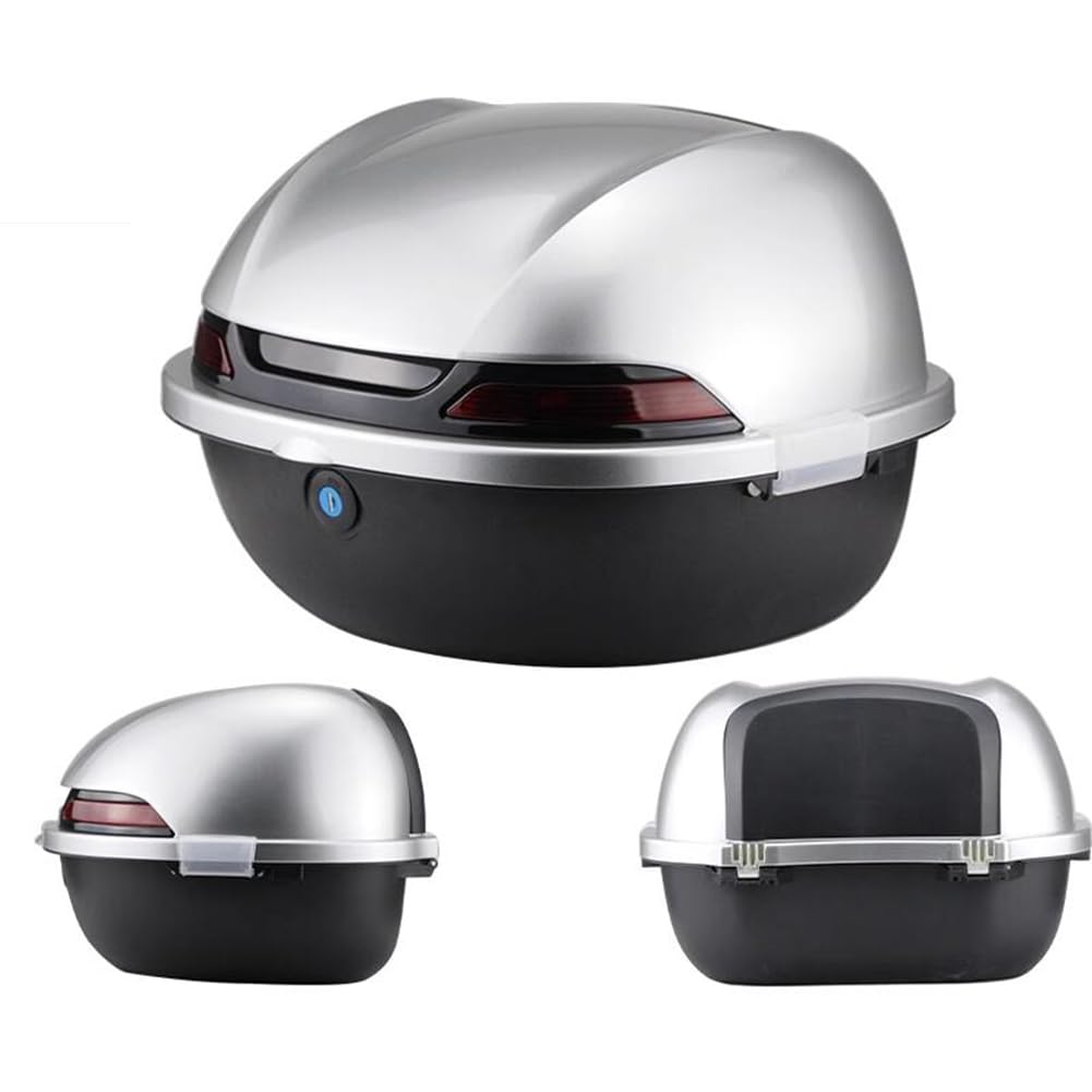 KFGISD, With Backrest And Night Warning Light Scooter Luggage Storage Trunk, for Motorcycle Scooter ,Motorcycle Top Box(Silver)