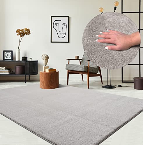 the carpet Relax Moderner Flauschiger Kurzflor Teppich, Anti-Rutsch Unterseite, Waschbar bis 30...