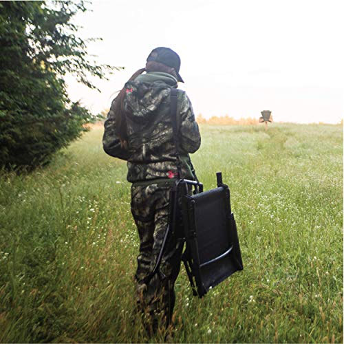 Hunt Comfort Multi Position Mesh Lite 360 Degree Swivel, Convertible 2-Way Use, Carrying Strap Included Hunting Chair, Black #TOP5
