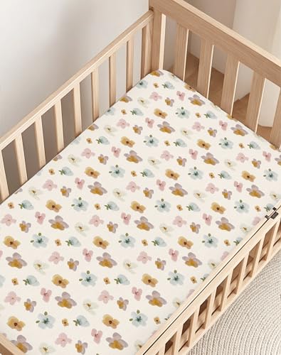Image of Crib Sheets for Boys and Girls, 2 Pack Fitted Baby Sheets for Standard Toddler Mattress 28 inch x 52 inch, Soft Breathable Jersey Knit Baby Bedding (Rusty Garden)