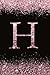 H: Personalized Initial Monogram Blank Lined Notebook Journal Printed Glitter Black and pink , for Women and Girls 6x9 inch. Christmas gift , birthday gift idea