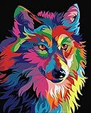 Taladro redondo completo 5D DIY diamante pintura'Animal lobo