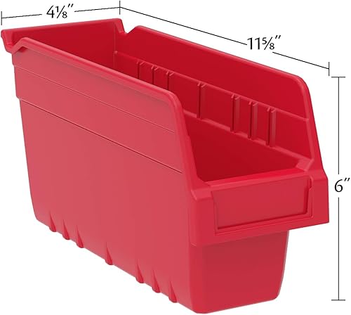 Miniatura 5 de Akro-Mils 30040 ShelfMax - Caja de plástico para anidar, 12 pulgadas de largo x 4 pulgadas de ancho x 6 pulgadas de alto, caja de 16, color rojo