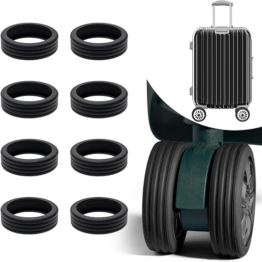 bindex Travel Luggage Wheel Cover,Luggage Wheels Protection Covers,Silicone Suitcase Wheel Covers,Wheel Protector, Shock-Proof, Anti Scratch, for Protect Suitcase Wheels, Reduce Noise (Black, 8)-picture-47