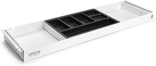 Miniatura 8 de Uprite Ergo Cajón de lápiz y lápiz de ajuste largo para debajo del escritorio, organizador delgado para escritorios de altura ajustable (negro, 33 x
