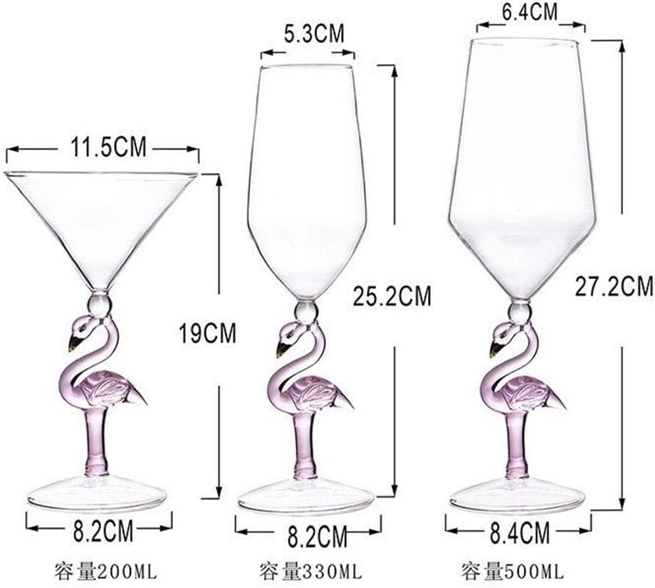 Creative Pink Flamingo Cocktail Martini Goblet Glass Cool Tableware Unique Bar Wine Set (2, 330ml wine glass) - Image 3