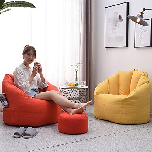 Single Sofa Luxury Bean Bag Chair For Kids Giant Foam-Filled Furniture Teens And Adults Specialties Recliner Chair (Color : Yellow, Size : Free Size) #TOP3