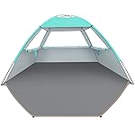 Venustas Beach Tent Sun Shelter for 3/4-5/6-7/8-10 Person, UPF 50+ UV Protection Beach Canopy, Lightweight and Easy Setup Cabana, Portable Beach Shade Tent