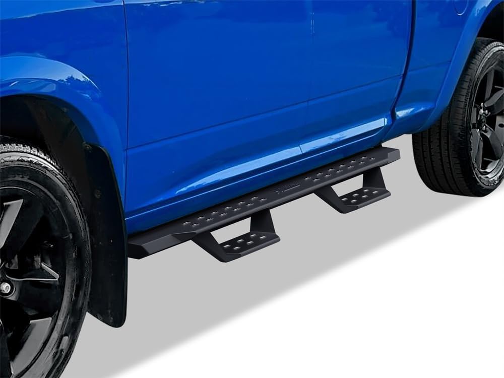 APS Black Overland Slider Tubular Drop Steps Style Nerf Bars Running Boards Compatible with Dodge Ram 1500 2009-2018 Quad Cab