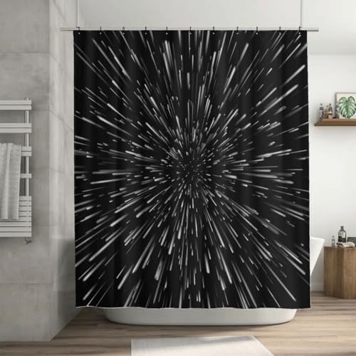 Aowced 72x72 Inches Shower Curtain Black Abstract Space Star Waterproof Polyester Fabric Bath Bathroom Curtain Set with 12 Hooks