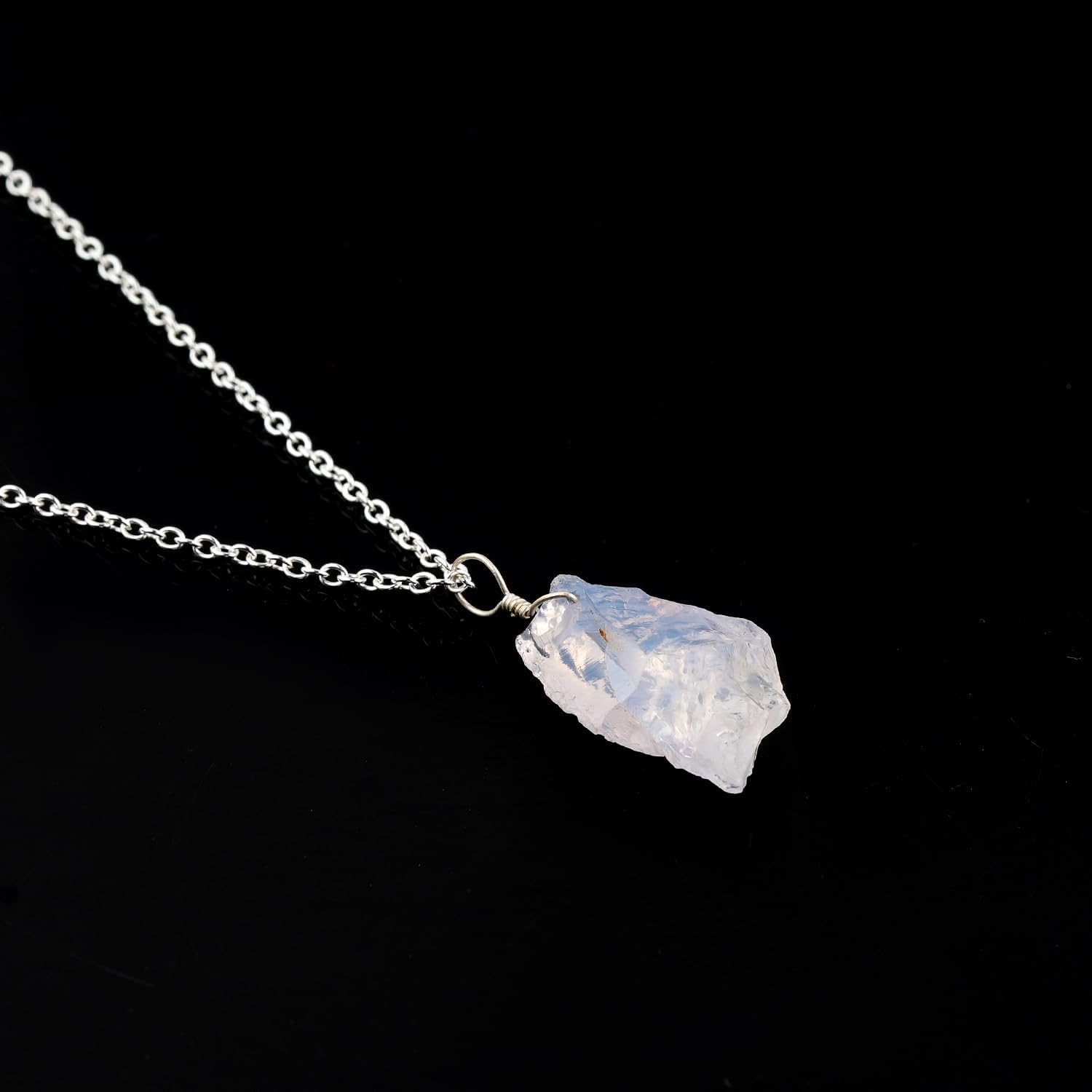 Natural Raw Gemstones Dainty Pendant, Assorted Rough Stones Necklace, Handmade Boho Hypoallergenic Jewelry for Women, Healing Crystals, Silver Adjustable Chain-16+2inch - Image 5