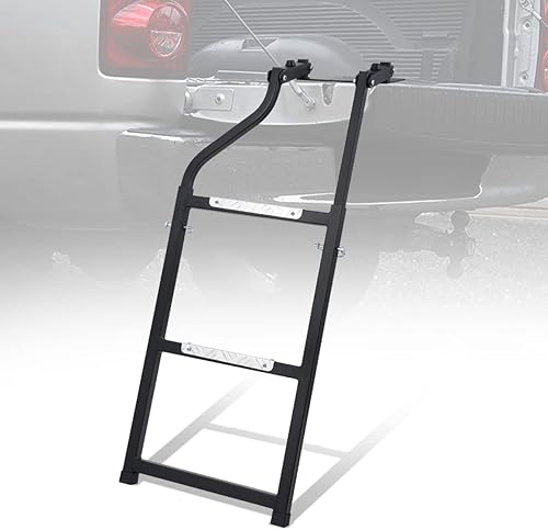 Auto Dynasty Escalera universal plegable para portón trasero, resistente, compatible con camionetas sin obstrucciones, acero, recubrimiento en polvo