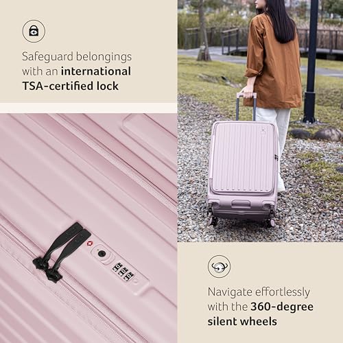 Image of Acer Barcelona Suitcase, 28 inch Check-in, with 360 Degree Spin 8 Wheels, TSA Lock, Top Opening, Expandable, Recycled Polyester Material, Pink