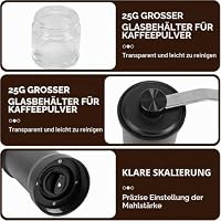 Kaffeemühle Manuell,Handkaffeemühle,Verstellbarer Manueller Kaffeemühle, mit Hochpräzisen Keramik-Kegelmahlwerk,für Reise, Camping, Büro, Espresso, Pour Over Und Mehr – Ansicht 5