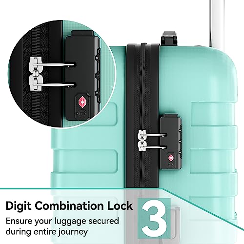 Luggage 3 Piece Set Lightweight Luggage Set Suitcases with Spinner Wheels Travel Suitcase Set,Mint Green3