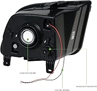Vista 4 de 7422455097009 Compatible con Ford Mustang GT 2005-2009 Faros delanteros cromados con halo LED + rejilla de parachoques delantero de malla negra