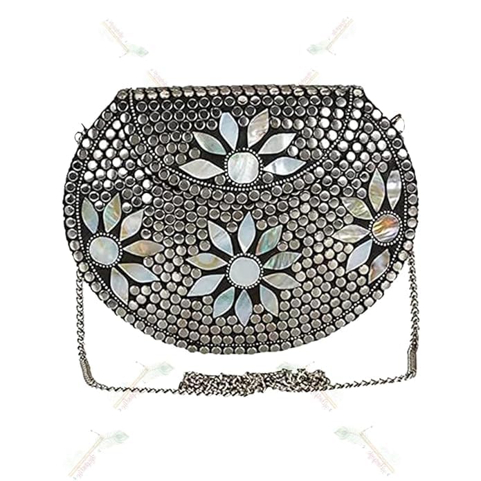 Shakuntala Textiles Bridal Women's Antique Brass Purse Ethnic Handmade Metal Clutch Bag put cellphone Also-image-37