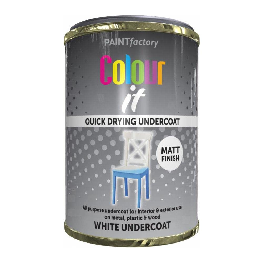 AlezyB - 300ml All Purpose 4 x White Undercoat Tin Paint 300ml Quick and Fast Drying Multipurpose for for Metal, Wood, Plastic and More for Interiro and Exterior