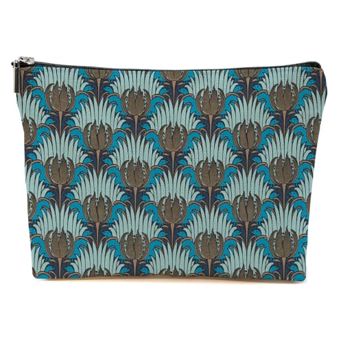 Tulip Bird Makeup Bag for Women Blue Portable Travel Toiletry Accessory