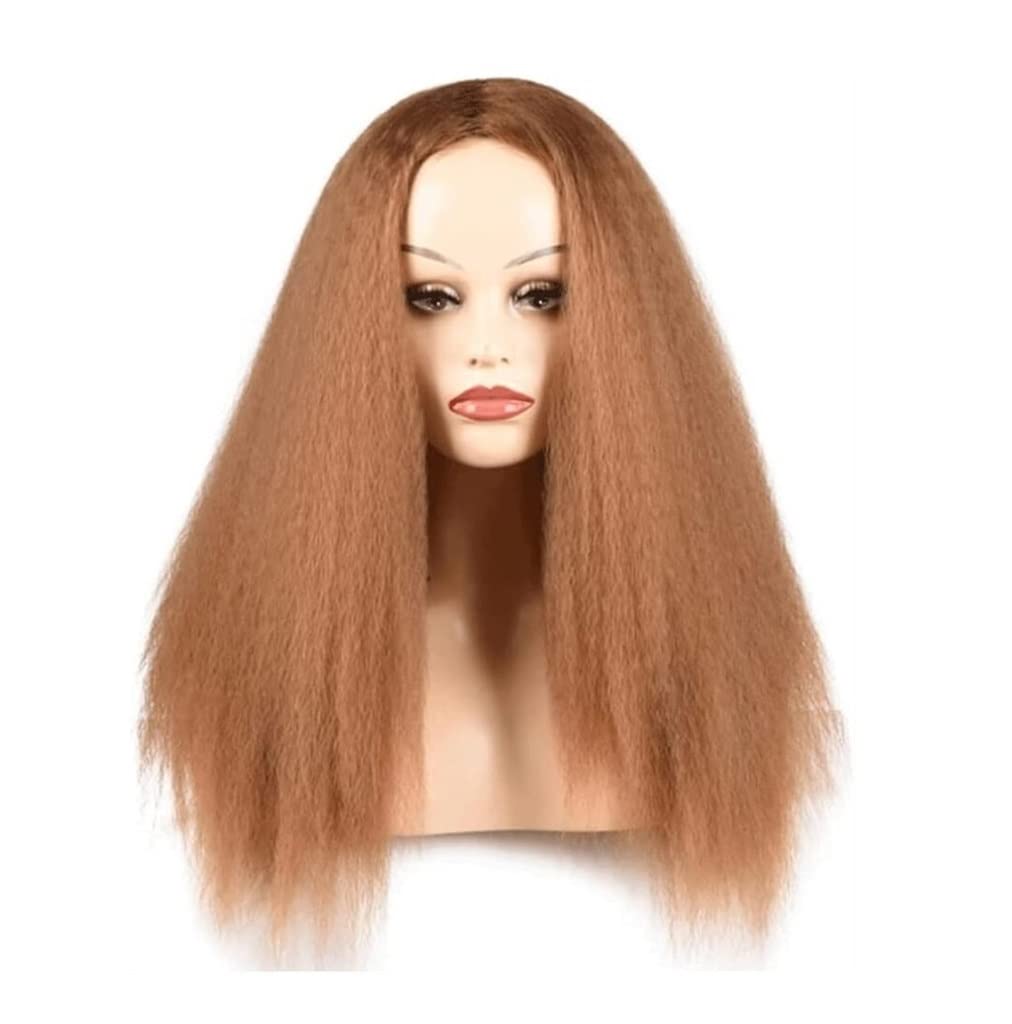 Peruke Długa Peruka Afro Peruki Dla Czarnych Kobiet Peruka Z Naturalnych Włosów Peruka Z Prostymi Włosami Peruka Syntetyczna Peruki naturalne ludzkie włosy (Color : D, Size : 23in)