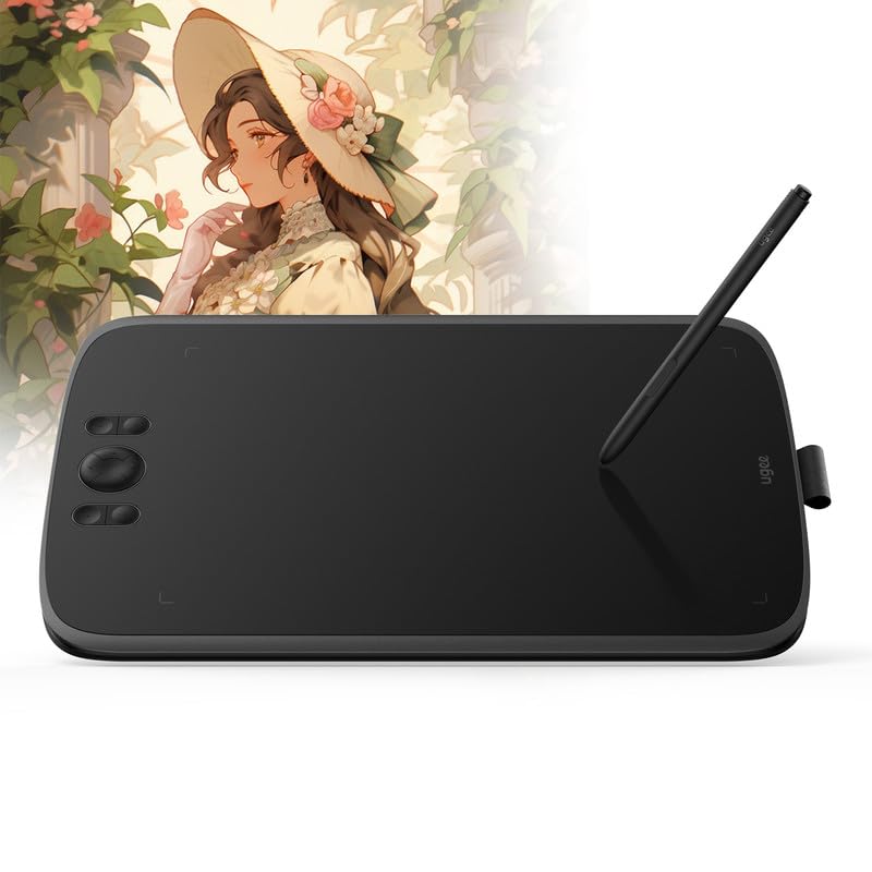 ugee M808 - Tableta gráfica Grande de 10 x 6,25 Pulgadas para PC, Tableta de Dibujo con 8 Teclas de...