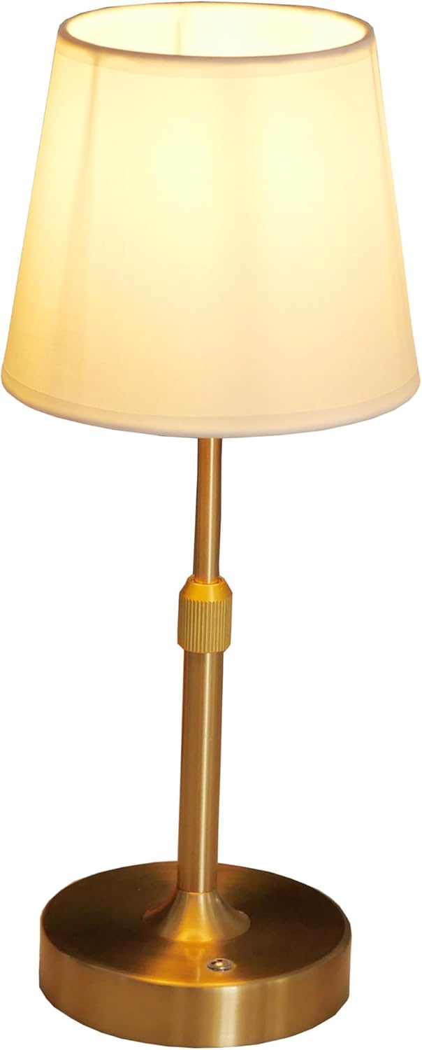 USB Rechargebale Lamp for Bedroom,Adjustable Desk Lamps,Reading Night Lights,Metal Round Line Fabric Table Lamp for Living Room (Gold)