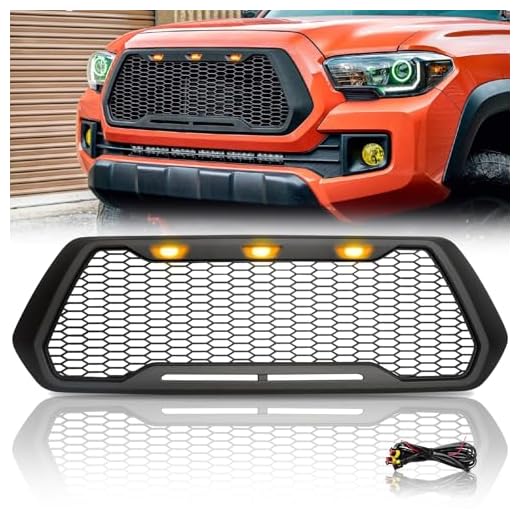 VZ4X4 Black Grill Mesh Grille, Compatible with Toyota Tacoma 2016-2020, Not Fit Truck with Radar Behind the Badge