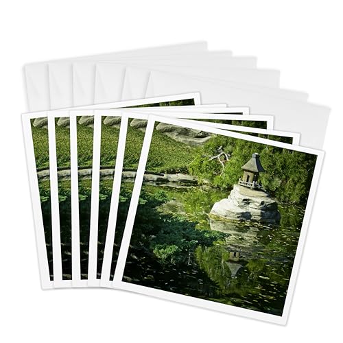 Cartes de vœux Asiatique Water Garden 3dRose 15,2 cm correspondance nature