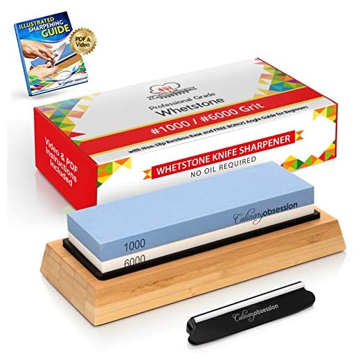 Whetstone Knife Sharpening Stone: 2-Sided Knife Sharpener Set, 1000/6000 Grits, with Non-Slip Base, Angle Guide, Illustrated PDF & Video Instructions - (Arkansas Honing Stone/Japanese Waterstone)