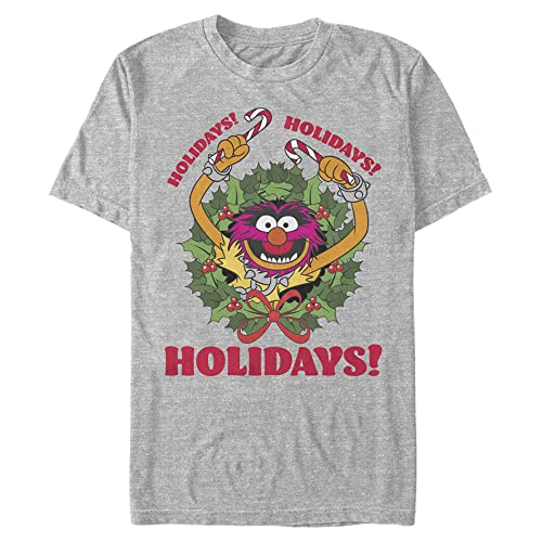 Disney Muppets Animal Holiday Men's Tops Short Sleeve Tee Shirt, Athletic Heather, 4XL