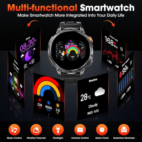 Military Smart Watches for Men, 100-day Battery, 1.7" Smartwatch 2 Bands - image 9