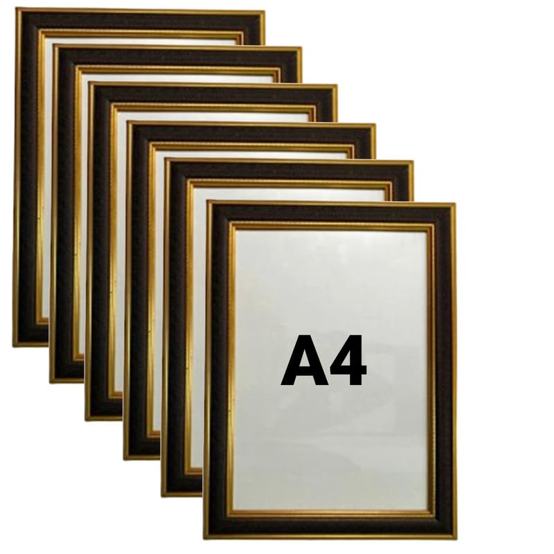 Maurvish Amazing Arts A4 Frame, A4 Picture Frame Set of 5, a4 size photo frame, Display Pictures Frames, Wall Gallery Poster Frames, Brown & Golden frame-Set of 6 (B0D7MPB4T2) Amazon Price History, Amazon Price Tracker