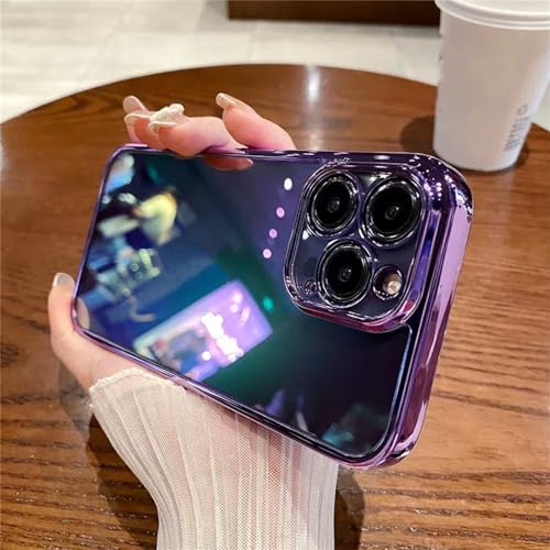 Étui Aurora pour iPhone 14 Pro Max avec protection caméra plaquée en acrylique transparent violet