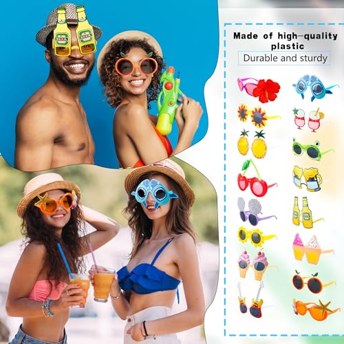 16 Pairs of Hawaiian Luau Party Sunglasses Summer Pool Tropical Beach Funny Sunglasses for Tropical Hawaii Party4