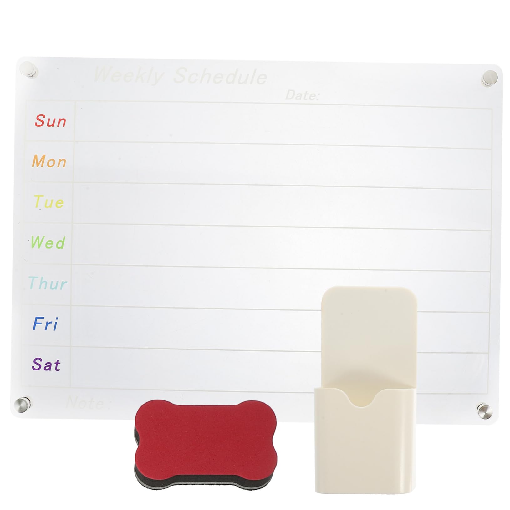 Transparenter Wochenplaner aus Acrylglas Abwischbare Planungstafel Magnettafel für Wand oder Kühlschrank Wiederverwendbares Terminplanungs-whiteboard