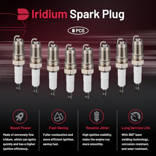 Image of BDFHYK 9602 Iridium Spark Plugs Compatible with Buick Regal for Cadillac Escalade for Chevy Express Silverado Suburban for GMC Sierra Yukon 1.6L 3.3L 5.6L 6.0L L4 V6 V8 Engine HR8LII33U, Set of 8