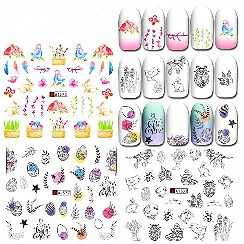 Danneasy 36 Sheets Nail Water Decals Easter Eggs Bunny Nail Decals Water Transfer Nail Tattoos Cute Nails Design Holiday Nail Stickers 3D Nail Art Decoration For Women Kids #TOP7