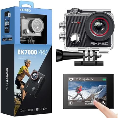 AKASO EK7000 Pro 4K30fps Action Camera with Touch Screen EIS 131ft Waterproof Camera Remote Control 5X Zoom Underwater Camera with Helmet Accessories Kit (Standalone) Cover