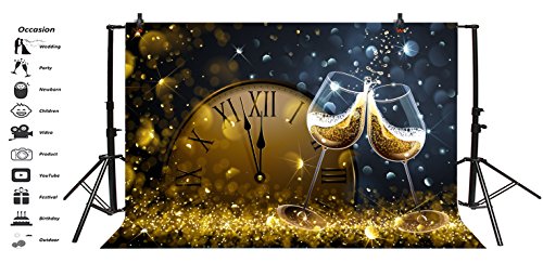 Lfeey 10X8Ft Vinyl New Year Backdrops For Photography Cocktail Wine Party Photoshoot Poster Twelve O'clock 2022 New Year's Eve Bokeh Photo Background Photo Studio Props #TOP2