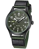 MEGALITH Herrenuhr Militär Sport Outdoor Wasserdicht Armbanduhr Herren Uhr Lederarmband Quarz Uhr mit Leuchtende Kalender Datum Mode Sport Analog Quarzuhr Uhren für Männer Grün