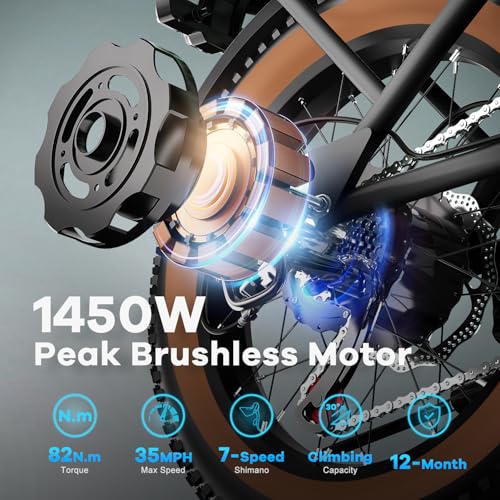 Electric Bike for Adults, 20″x 4″ Fat Tire 35MPH Cargo Ebike