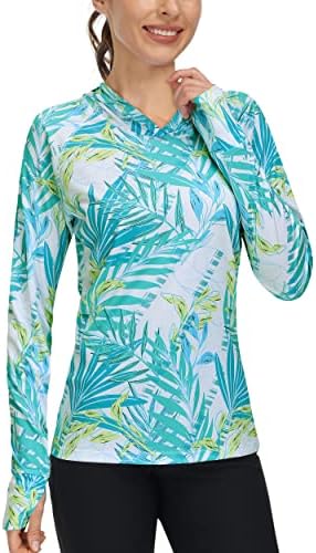 Womens UPF 50+ UV Sun Protection Shirts - SPF Long Sleeve Hoodie Swimming Shirts for Outdoor Rash Guard Hiking