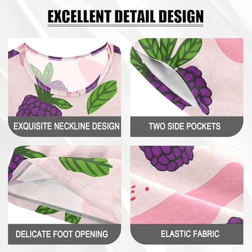 Blackberry Pink Pajama Set Short Sleeve PJS 2 Piece Summer Pajamas Shorts Sets Cotton 5Y4