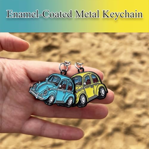 Image of Car Keychain Compatible with VW Beetle Bug,for Vintage Cartoon VW Beetle Keychain,Enamel Cute Keychain,Metal Key Fob Enamel Accessories for Car Lovers