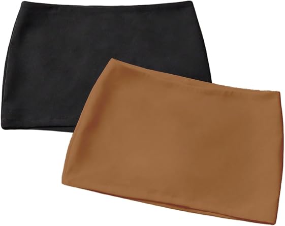 MakeMeChic Womens 2 Pack Mini Skirt with Shorts | Zip Up Micro Skort Pencil Skirts