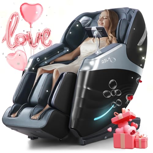 RELX Massage Chair Full Body, 15 Modes Zero Gravity SL-Track Shiatsu Massage Chair Built-in Heat System, Airbag Massage with Body Scan, Deep Yoga Stretch, Calfrest Extension and AI Control(Black)
