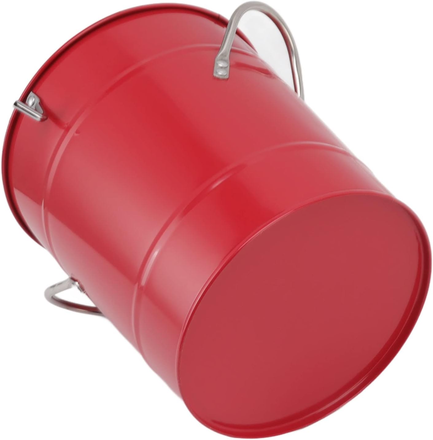 Ymiko Ice Buckets for Parties, Ice Buckets for Parties with Lid with Shovel 4L Galvanized Round for Bars, Restaurants and (Red)