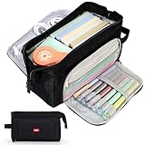 EOOUT Pencil Case, Pencil Pouch Pen Bag Office Supplies Stationery, Big Capacity Pencil Case for College Middle School Travel (Black)