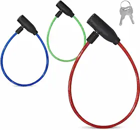 Cadeado Bike e Moto com Cabo de Aço Reforçado Trava Antifurto com Chaves Alta Segurança Resistente e Portátil para Bicicleta Colors